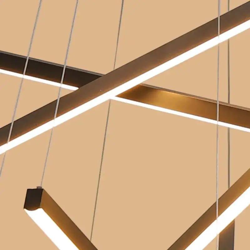 Modern black & gold led stair chandelier living room pendant light