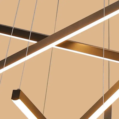 Modern black & gold led stair chandelier living room pendant light
