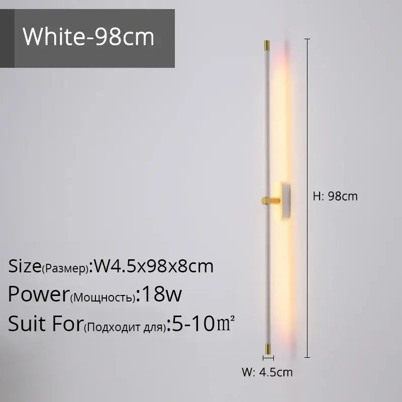 Modern black & gold led strip wall lamp for bedroom minimalist sconce