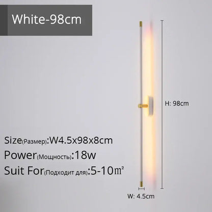 Modern black & gold led strip wall lamp for bedroom minimalist sconce
