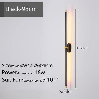 Modern black & gold led strip wall lamp for bedroom minimalist sconce