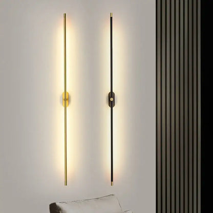 Modern black & gold led strip wall lamp for bedroom minimalist sconce