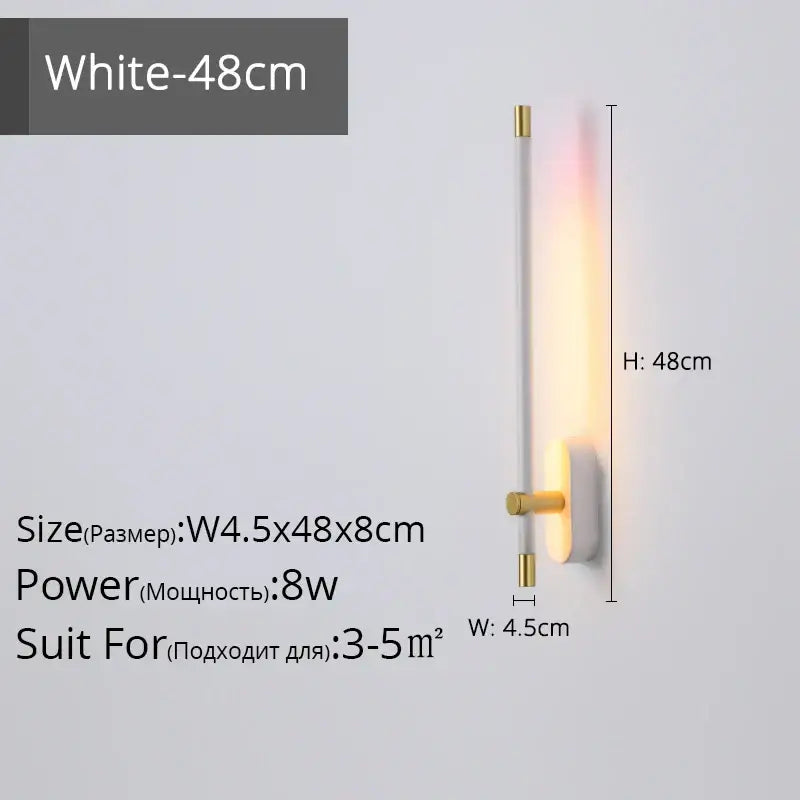 Modern black & gold led strip wall lamp for bedroom minimalist sconce