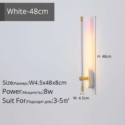 Modern black & gold led strip wall lamp for bedroom minimalist sconce