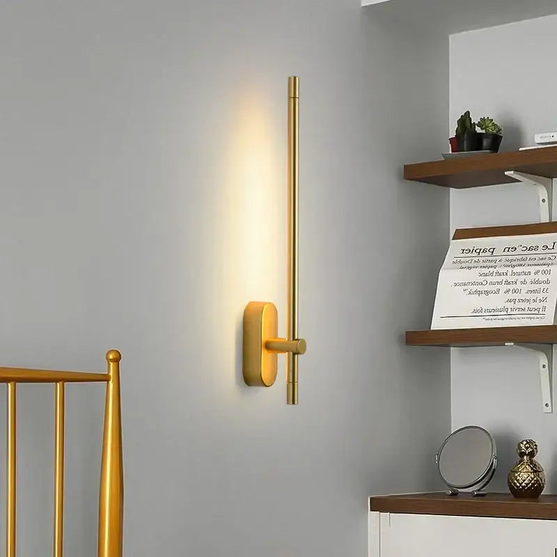 Modern black & gold led strip wall lamp for bedroom minimalist sconce