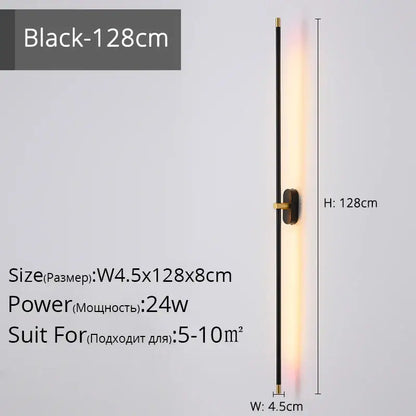 Modern black & gold led strip wall lamp for bedroom minimalist sconce