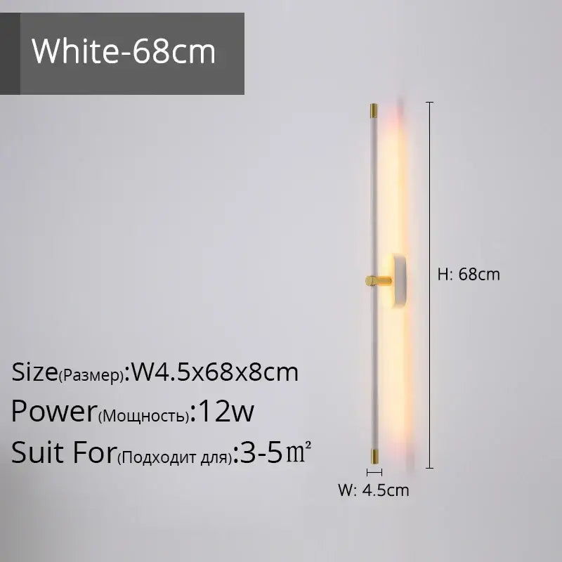 Modern black & gold led strip wall lamp for bedroom minimalist sconce