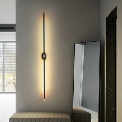 Modern black & gold led strip wall lamp for bedroom minimalist sconce
