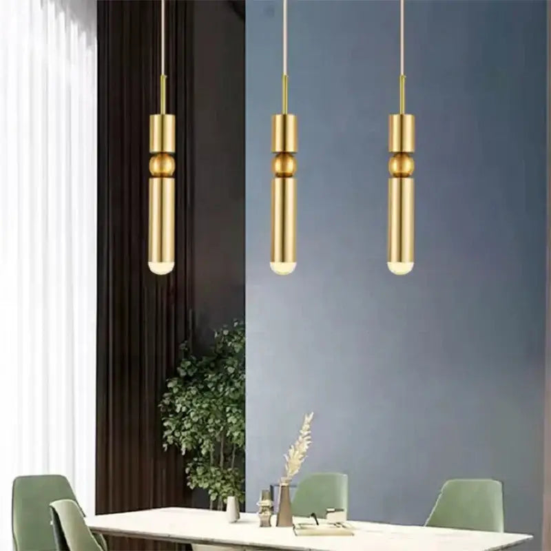 Modern black gold led tube pendant lamp kitchen hanging light