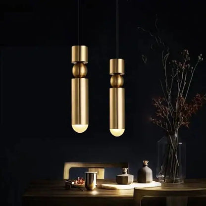 Modern black gold led tube pendant lamp kitchen hanging light