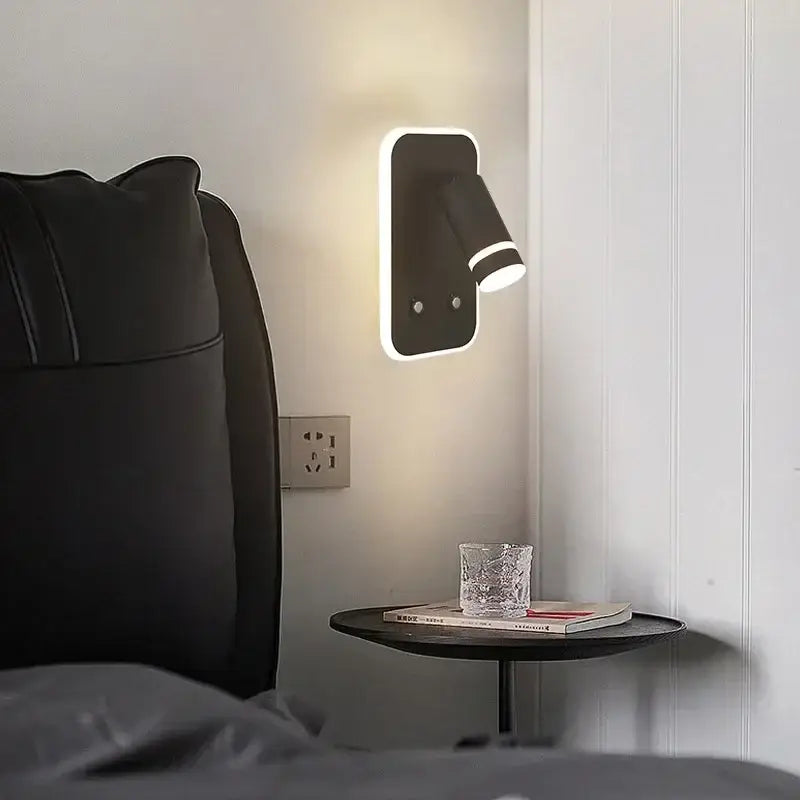 Modern black & gold led usb reading wall lamp bedroom light