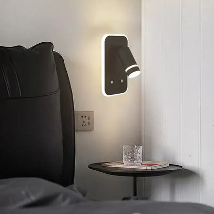 Modern black & gold led usb reading wall lamp bedroom light