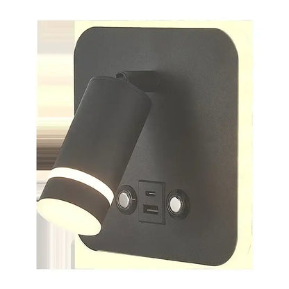 Modern black & gold led usb reading wall lamp bedroom light