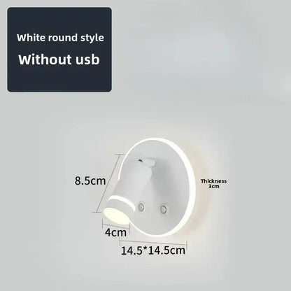 Modern black & gold led usb reading wall lamp bedroom light