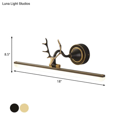 DecorBites™ Modern Black/Gold LED Vanity Lamp with Antler Arm and Acrylic Shade for Stylish Wall Lighting