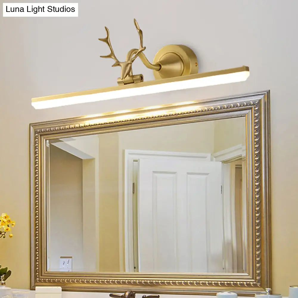 DecorBites™ Modern Black/Gold LED Vanity Lamp with Antler Arm and Acrylic Shade for Stylish Wall Lighting