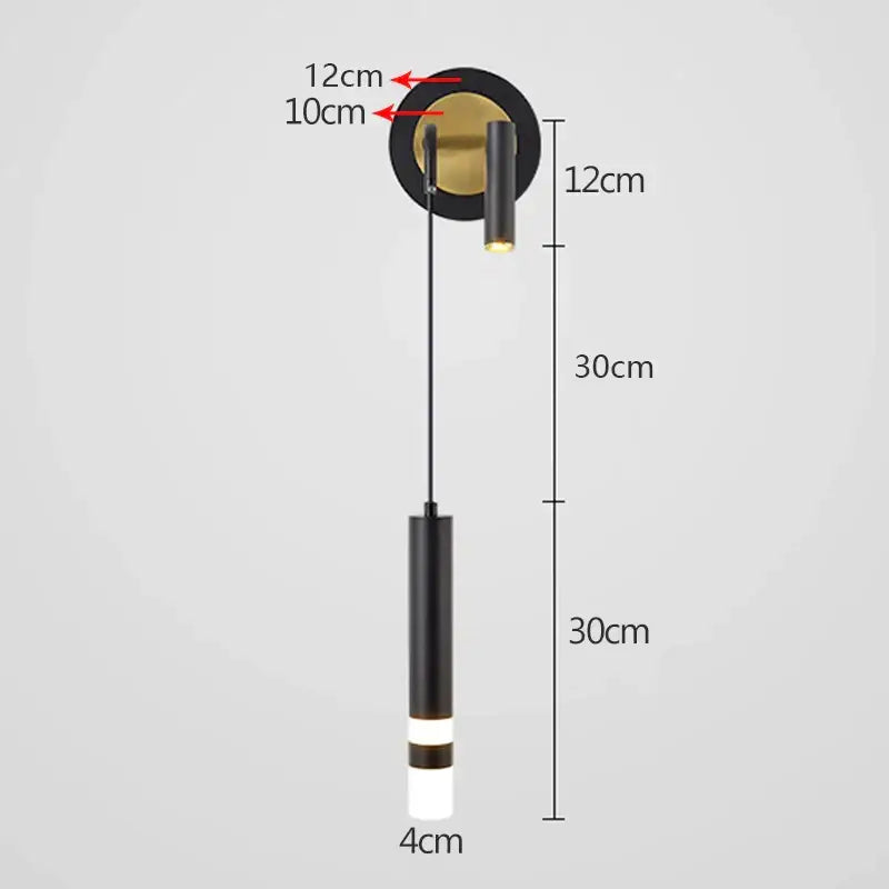 Modern black & gold led wall lamp bedroom adjustable reading light