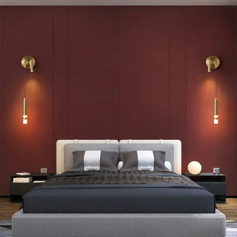Modern black & gold led wall lamp bedroom adjustable reading light