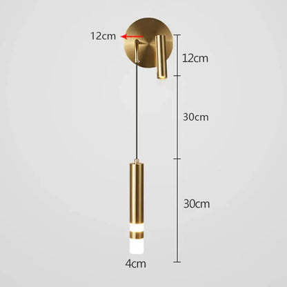 Modern black & gold led wall lamp bedroom adjustable reading light