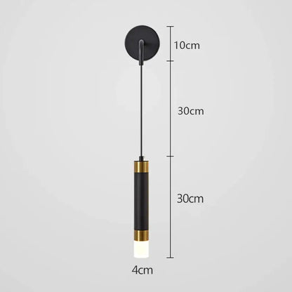 Modern black & gold led wall lamp bedroom adjustable reading light