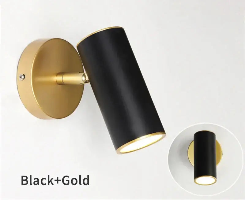 Modern black & gold led wall lamp bedroom adjustable sconce