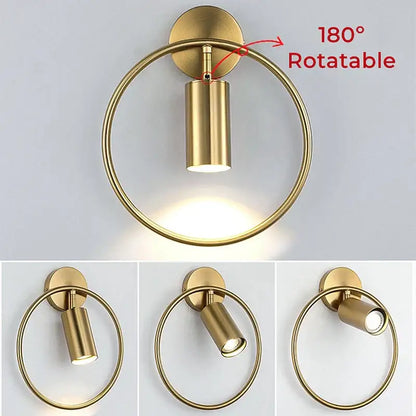 Modern black & gold led wall lamp bedroom adjustable sconce