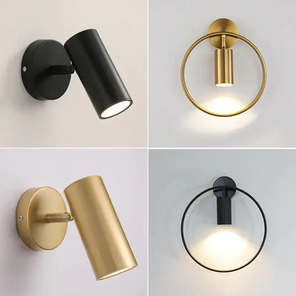 Modern black & gold led wall lamp bedroom adjustable sconce