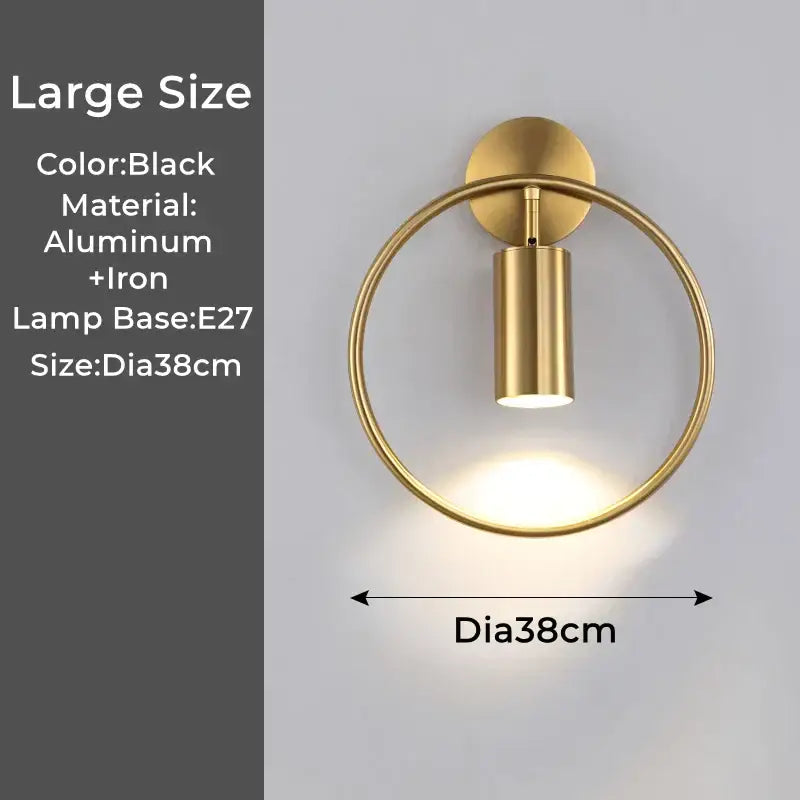 Modern black & gold led wall lamp bedroom adjustable sconce