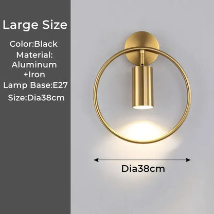 Modern black & gold led wall lamp bedroom adjustable sconce