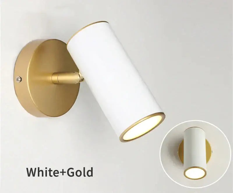 Modern black & gold led wall lamp bedroom adjustable sconce