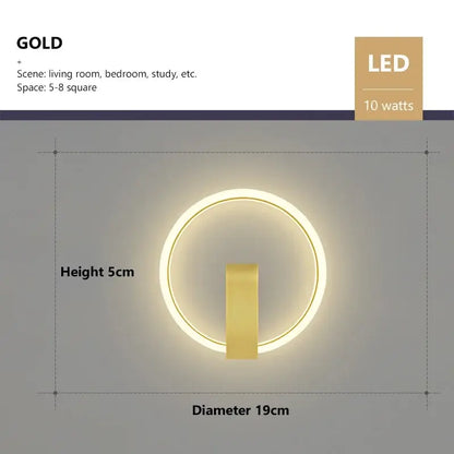 Modern black & gold led wall lamp for living room