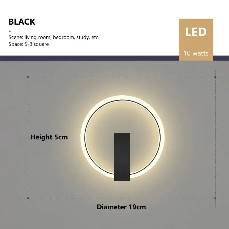 Modern black & gold led wall lamp for living room