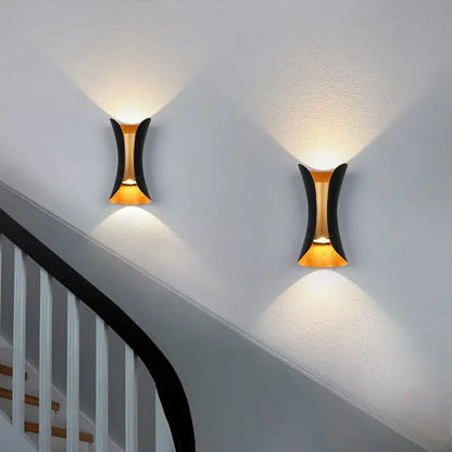 Modern black & gold led wall lamp for living room sleek geometric design