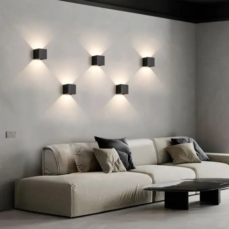 Modern black & gold led wall lamp for living room sleek geometric design