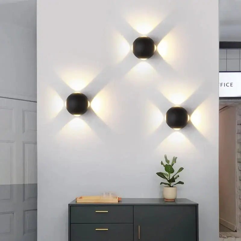 Modern black & gold led wall lamp for living room sleek geometric design