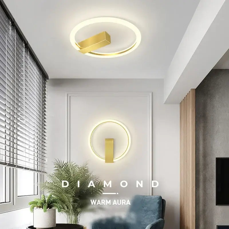 Modern black & gold led wall lamp for living room