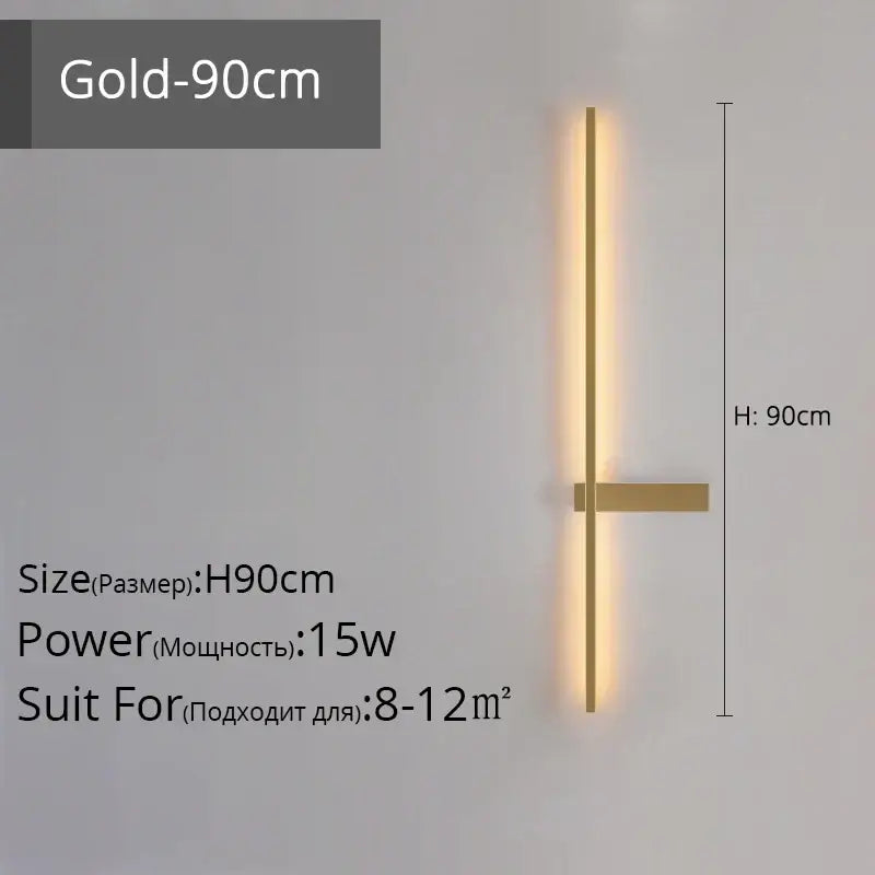Modern black & gold led wall lamp – living room minimalist sconce