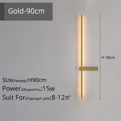 Modern black & gold led wall lamp – living room minimalist sconce