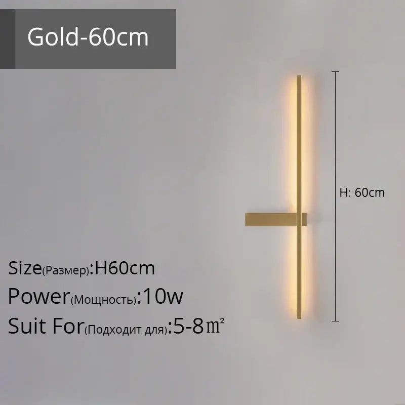 Modern black & gold led wall lamp – living room minimalist sconce