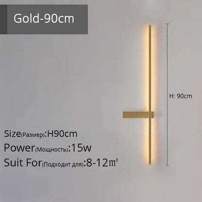 Modern black & gold led wall lamp – living room minimalist sconce