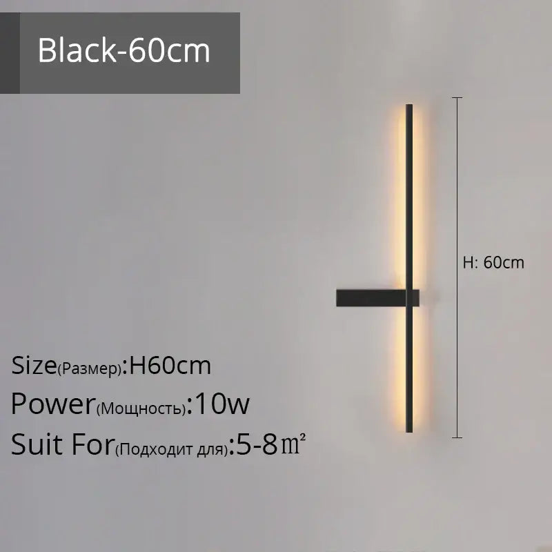 Modern black & gold led wall lamp – living room minimalist sconce