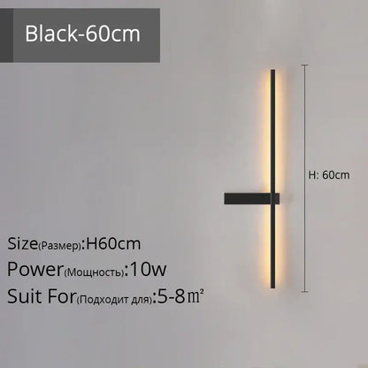 Modern black & gold led wall lamp – living room minimalist sconce