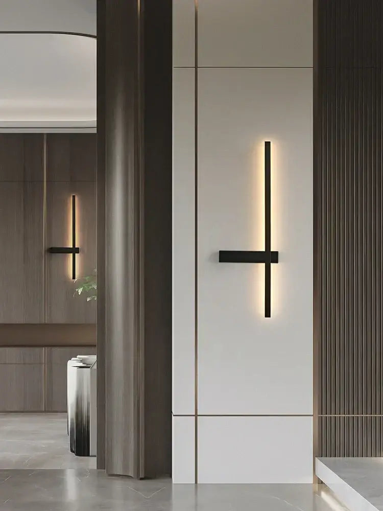 Modern black & gold led wall lamp – living room minimalist sconce