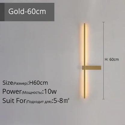 Modern black & gold led wall lamp – living room minimalist sconce