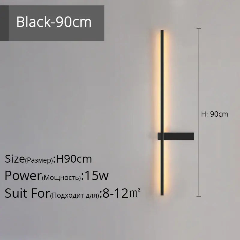 Modern black & gold led wall lamp – living room minimalist sconce