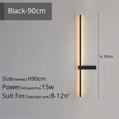Modern black & gold led wall lamp – living room minimalist sconce