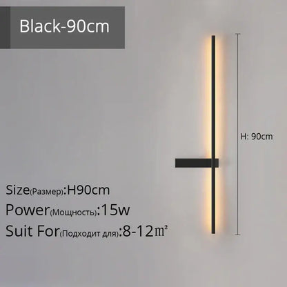 Modern black & gold led wall lamp – living room minimalist sconce