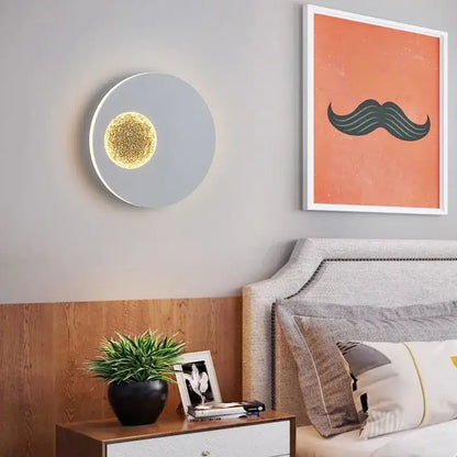Modern black & gold led wall lights bedroom circular sconce