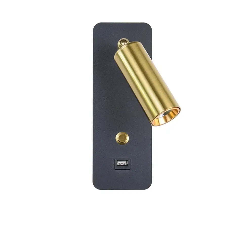 Modern black & gold led wall lights bedroom usb charging port