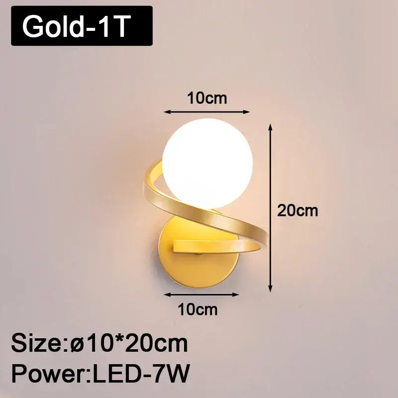 Modern black & gold led wall lights for bedroom